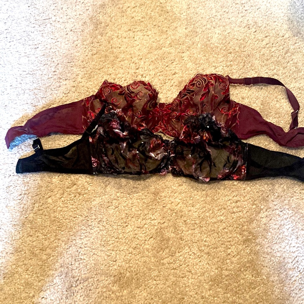 Soma unlined bras with beautiful embroidery detail. Like new.